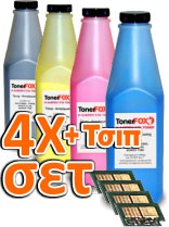 Complete Refill Kit with 4 Toner +4chips for Samsung CLP-600, CLP-650